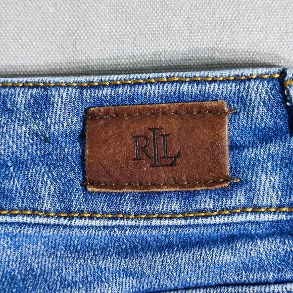 Lauren Ralph Lauren jeans women's size 10? (32) hard washed denim blue straight - Picture 5 of 15